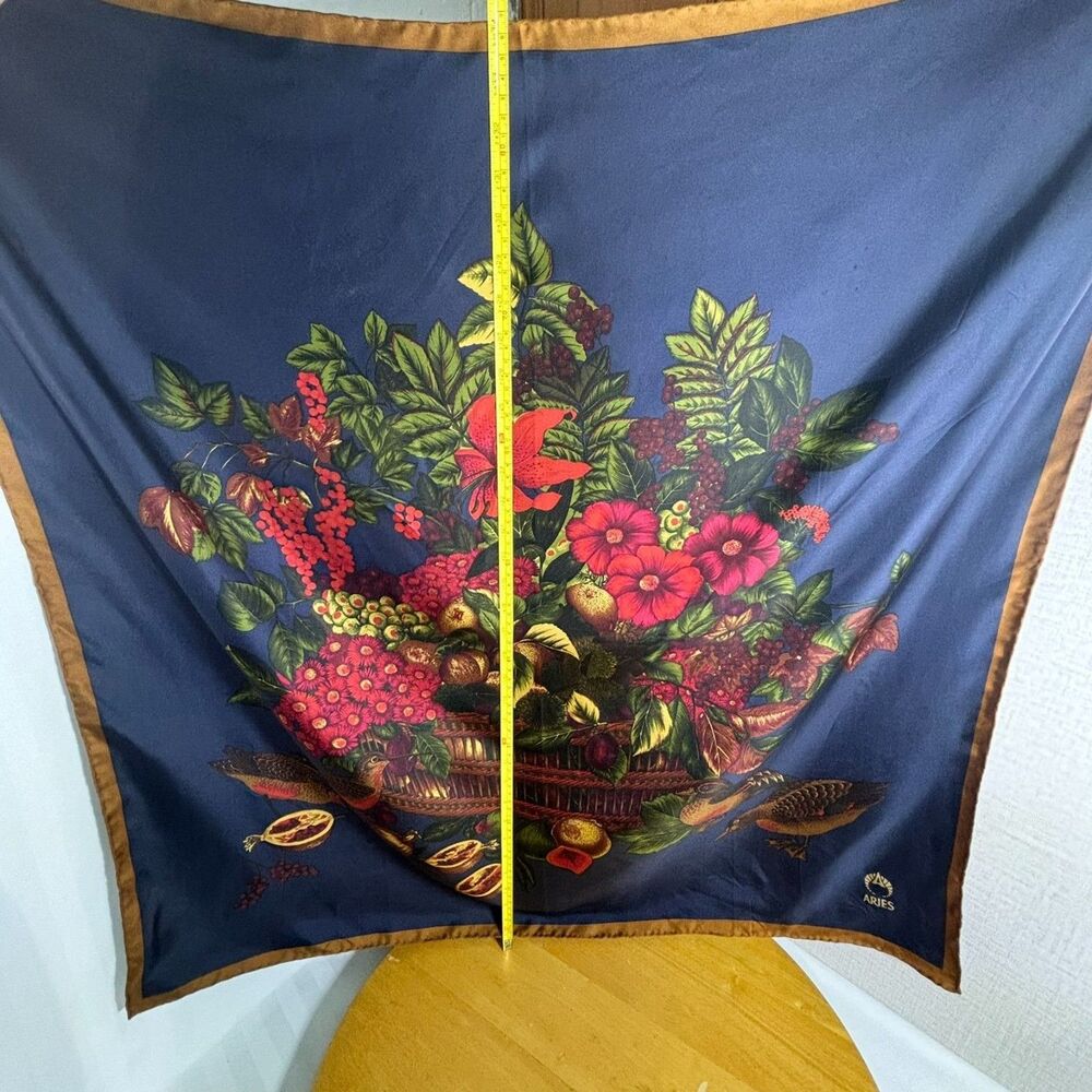 Stunning 35"x35" Silk Scarf | Aries | Hand Sewn Edges - Picture 3 of 9